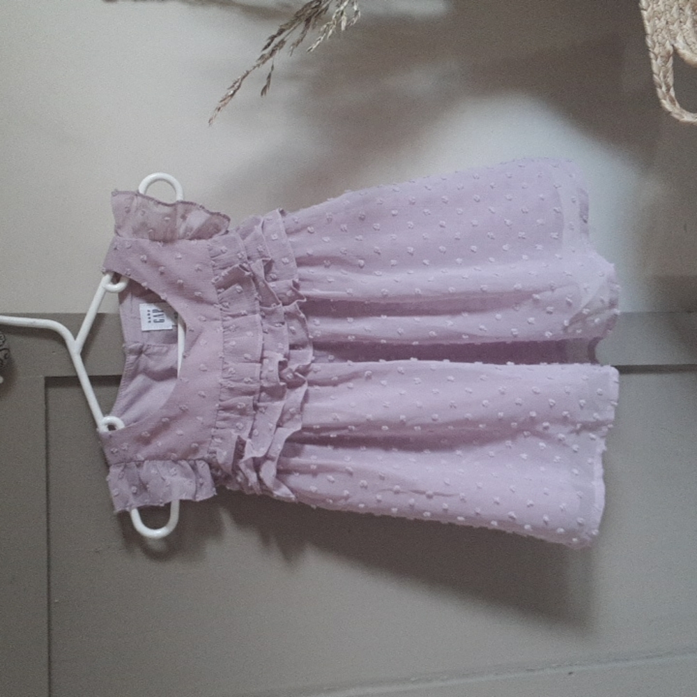 GAP BABY LILAC BABY GIRLS SLEEVELESS RUFFLE DRESS SZ 12-18 M